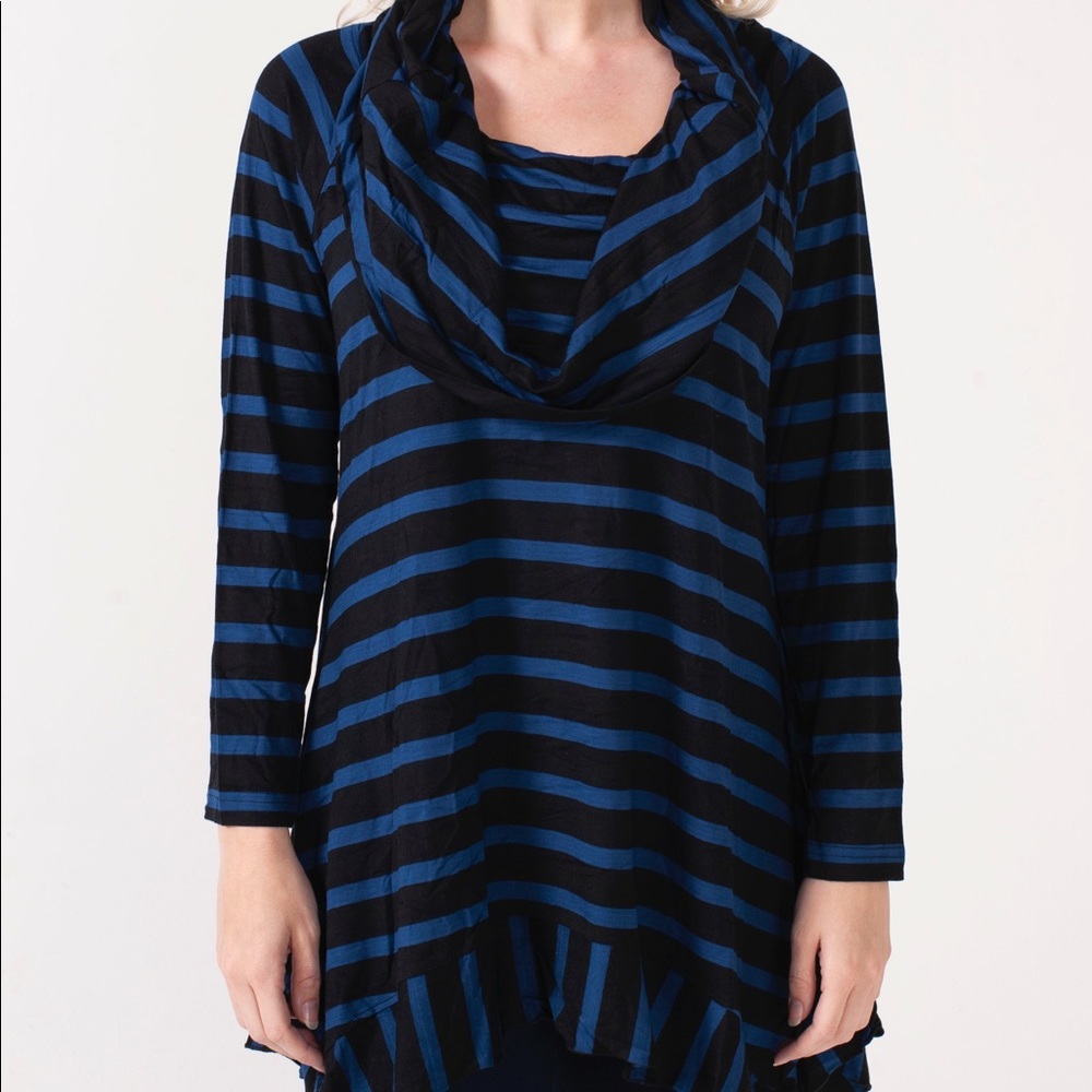 Stripe cowl neck tunic